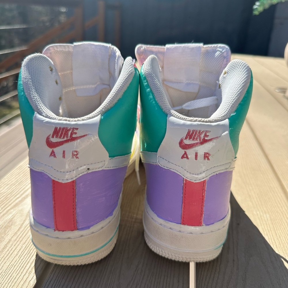 Nike Air Force 1 High Custom Shoes Green Yellow Purple Pink Sneakers 6.5 Y - Picture 5 of 7